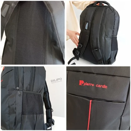 کوله پشتی برزنتی مشکی آنا طرح پیرکاردین 2463