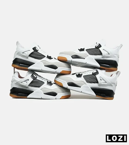 کتانی ساق‌دار بزرگ پا سفید طوسی Nike air jordan 4