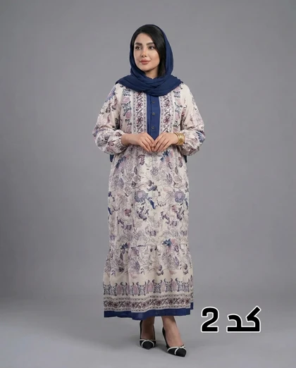 پیراهن ساحلی وارداتی دکمه دار طرح گل‌دار 7314