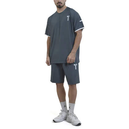 ست تیشرت و شلوارک اسپرت نایک مدل DS-4H0828 طوسی تیره