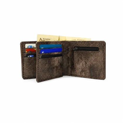کیف پول جیبی برگه دار چرم