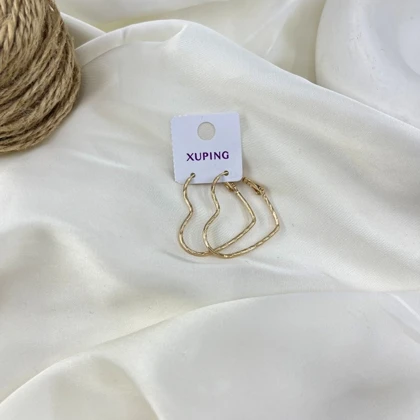گوشواره زنانه حلقه‌ای مدل مهر طرح قلب تراش دار ژوپینگ