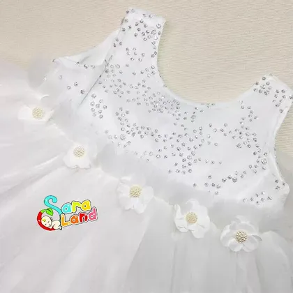 سارافون نوزاد تور دار طرح گل