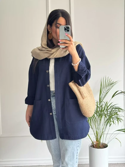 مانتو کتان جیب پایین آرنیکا