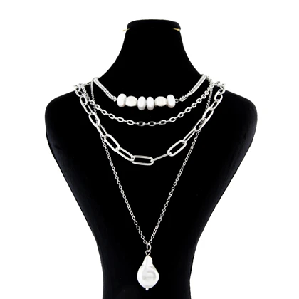 گردنبند دخترانه مدل 4 لاین مرواریدی