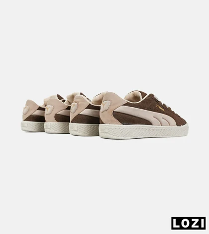 کفش کتانی ورزشی قهوه ای کرم مردانه و زنانه PUMA suede XL crushمدل 7456