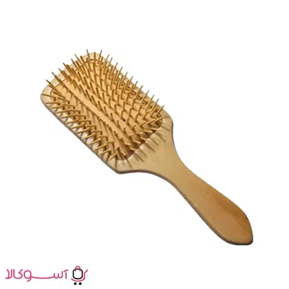 برس مو چوبی مستطیلی کف کرمی سایز بزرگ