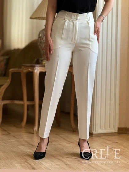 شلوار کرپ کمربند پهن قد 97