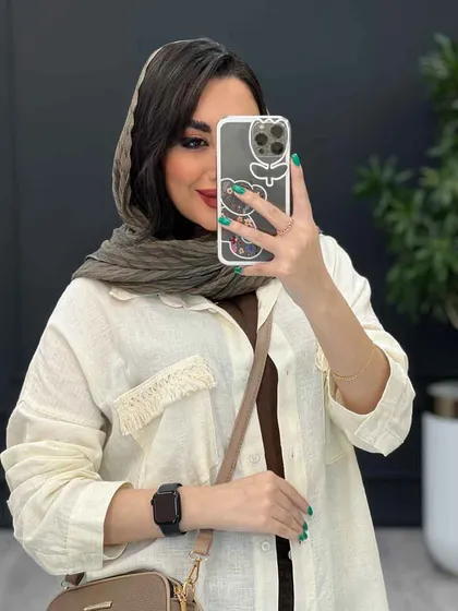 مانتو لینن سرجیب ریش دار