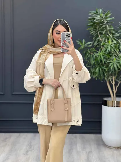 مانتو لینن جیب کج پشت پاگن