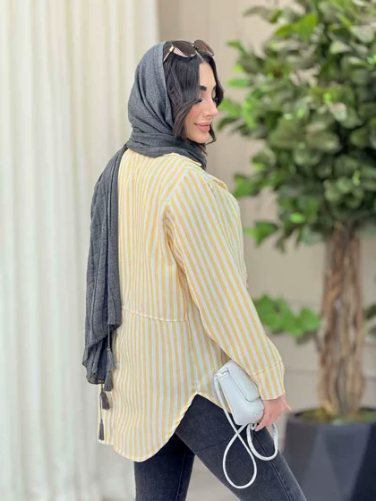 شومیز راه راه پشت دکمه