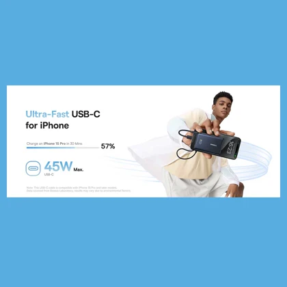 پاور بانک 10000 تایپ‌سی 45 وات و USB بیسوس PPPG-1W45C P10076803123