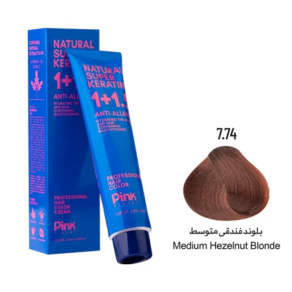 رنگ مو پینک ویژوآل شماره 7.74 رنگ بلوند فندقی متوسط حجم 120 میلی لیتر