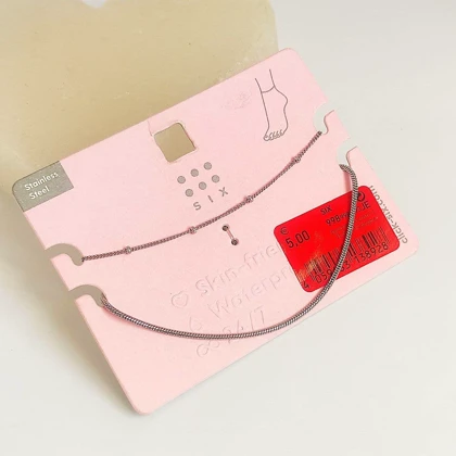 پابند (خلخال) دولایه استیل نقره‌ای طرح مینیمال