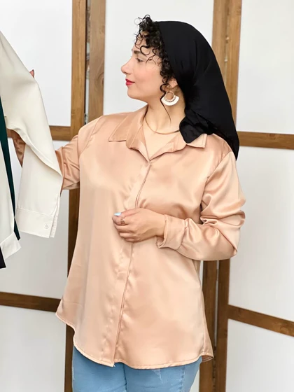 شومیز ساتن طرح چرم