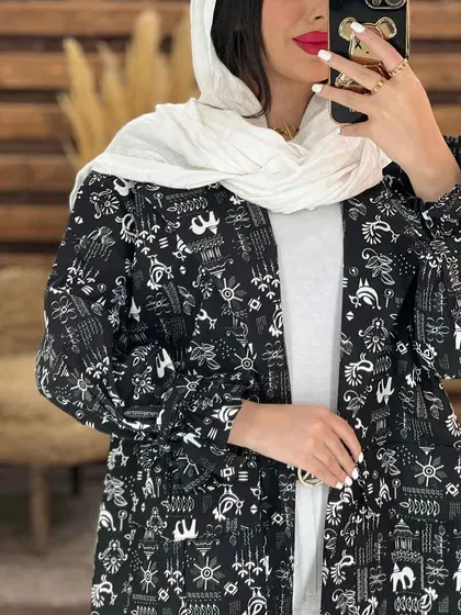 مانتو کتی طرح دار آستین کش