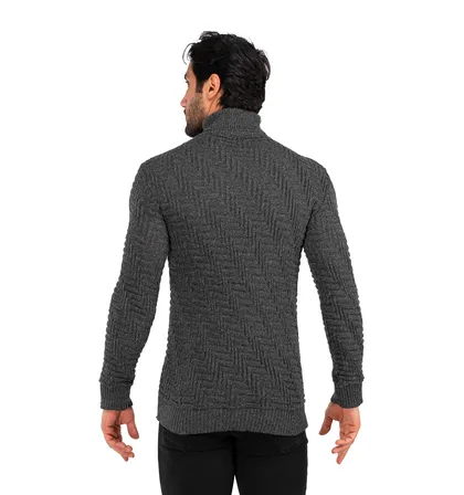 بافت مردانه یقه اسکی فری سایز طرح دار Zima 41139