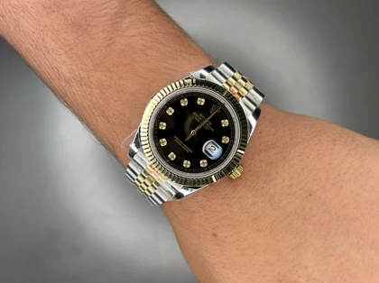 ساعت مچی رولکس دیت جاست سوئیسی صفحه مشکی ایندکس نگین Rolex Datejust