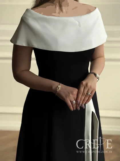 پیراهن کوتاه یقه قایقی چاک‌دار