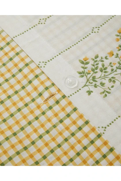 سرویس روتختی دو نفره English Home مدل Delicate Bloss پنبه‌ای - زرد-سبز