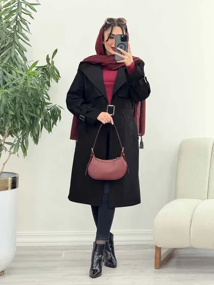 بارانی جین ترکیبی دو جیب