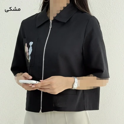 کت زنانه لینن جلو زیپ فانتزی | آی بولک