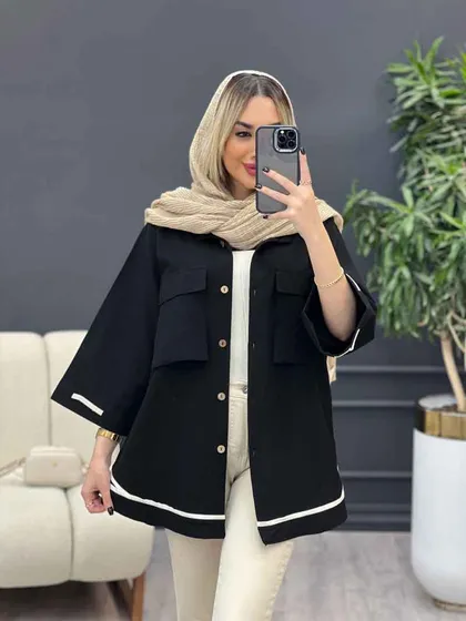 مانتو نوار دوزی دو جیب