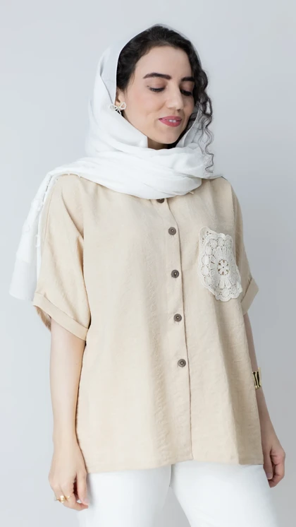 شومیز جیب مکرومه