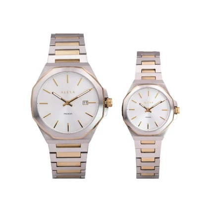 ساعت ست الکسا اورجینال 0119-0118-A رزگلد سیلور صفحه سفید مدل s-10486