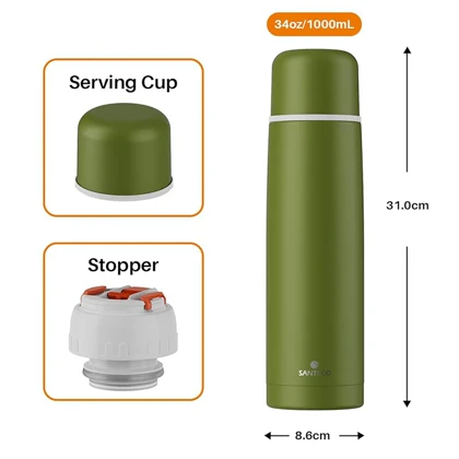 فلاسک دوجداره سانتکو 1000 میلی لیتری مدل VISEU کد HB-1000(WC)