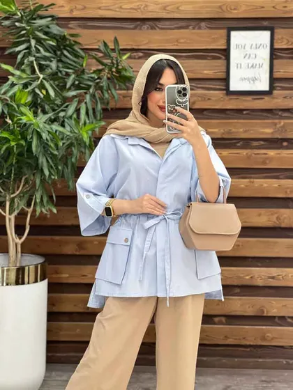 مانتو دکمه مخفی بغل جیب