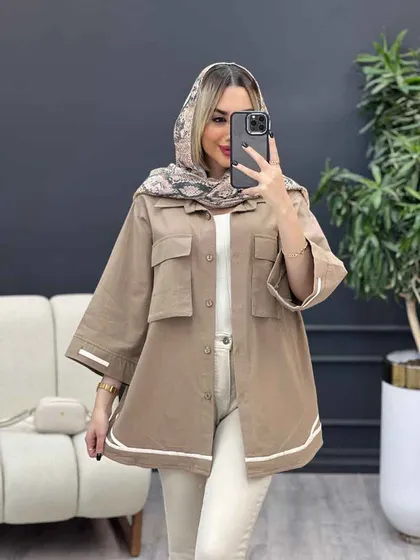 مانتو نوار دوزی دو جیب