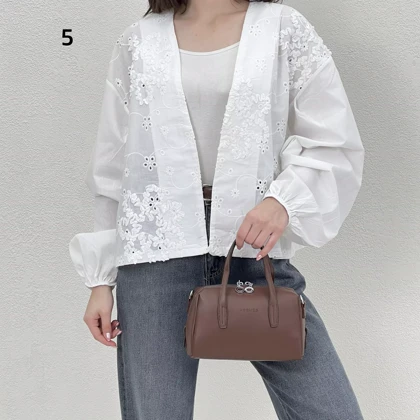 کت زنانه چکنده آستین پفی