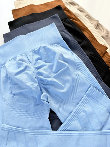 لگ ورزشی سیملس کبریتی پشت چروک کمر بافت