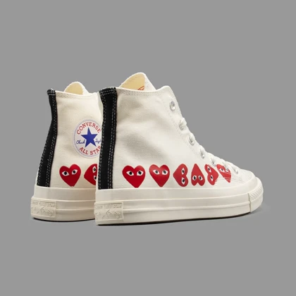 کانورس پلی مولتی هارت سفید ساق‌دار Converse Cdg Play Multi Heart White Hightop