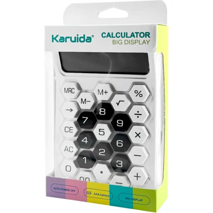 ماشین حساب 12 رقمی کاریودا Karuida مدل KK-2277 دکمه برجسته شش ضلعی
