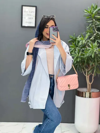 مانتو لینن آستین بند ضربدری