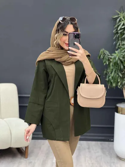 مانتو برش هلالی دو جیب نما