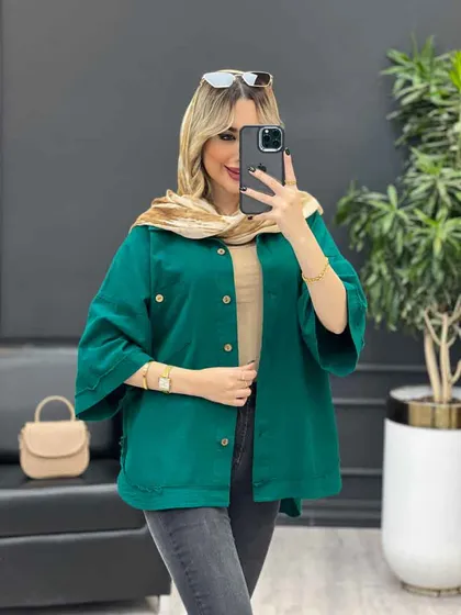 مانتو لینن جیب دکمه