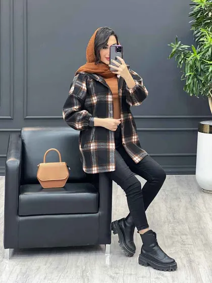 شکت چهارخونه کلاه دار کمرگت