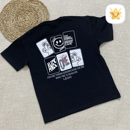 تیشرت مشکی دخترانه پنبه طرح MOSCHINO مناسب 9 تا 13 سال