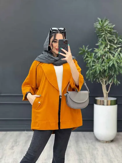 مانتو جلو زیپ آستین پاگن