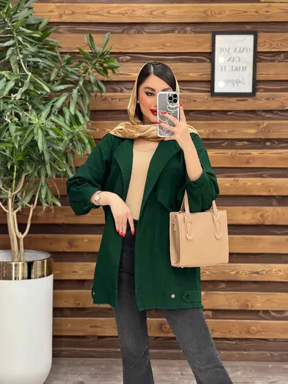 مانتو لینن جیب کج ریش دار