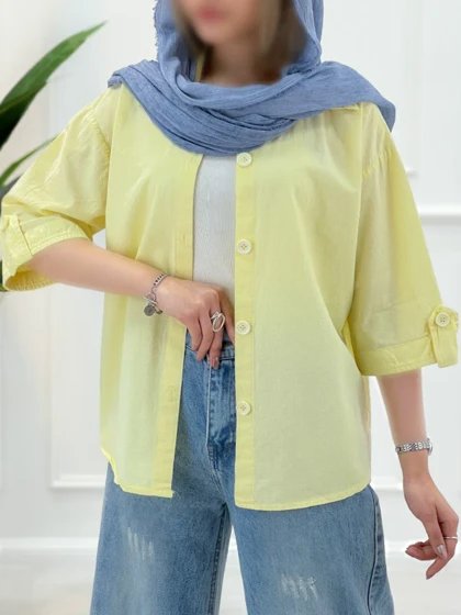 شومیز زنانه باکسی آستین سه ربع