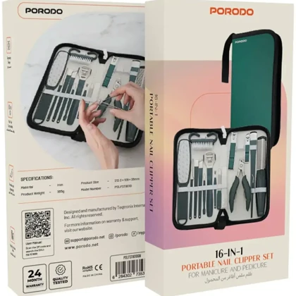 ست مانیکور و پدیکور 16 کاره پورودو porodo مدل PDLFST8010BK