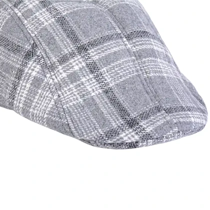 کلاه باراتا چهارخونه مردانه طوسی