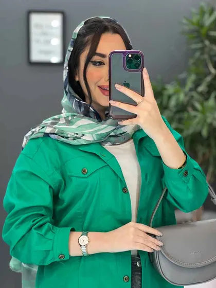 مانتو شومیزی جلودکمه جیب نما