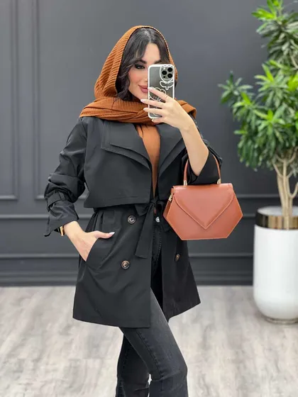 بارانی یقه دوبل ژیله دار