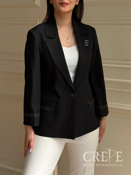 کت آستین پاکتی دوخت سفید