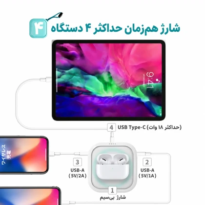 پاوربانک وایرلس مایپو MIPOW مدل SPX01W-T توان 18 وات ظرفیت 10000